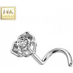 Šperky4U zlatý piercing do nosu kytička ZL01241-WG