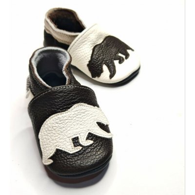 Ebooba kožené capáčky s koženou podrážkou lední medvěd hnědá – Zboží Dáma