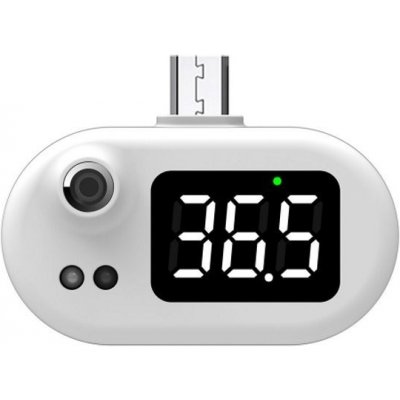 MISURA chytrý mobilní teploměr s micro USB Teploměr, bezkontaktní, mobilní, OLED displej, 1-8cm, 1s, odchylka 0,2°C, měření 32°C-42°C, microUSB, bílý P21CW02