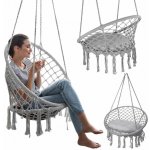 Flamenco Mystique Závěsné křeslo Čapí hnízdo BOHO s polštářkem šedá houpačka KR33SZ – Zboží Dáma