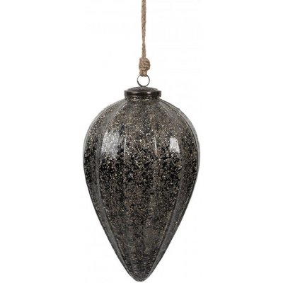 Clayre & Eef Černá skleněná vánoční ozdoba L - Ø 17*26 cm – Hledejceny.cz