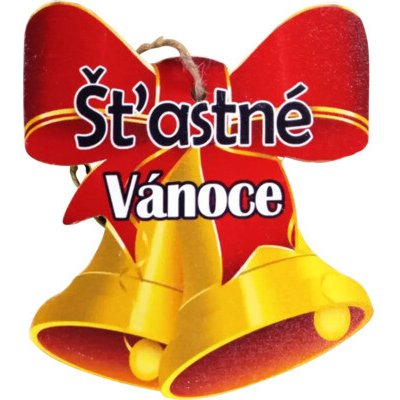 Bondecor Vánoční dřevěná dekorace zvonek "Šťastné Vánoce" 13x15cm Jazyk: SK – Hledejceny.cz