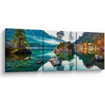 Obraz - Jezero Hintersee, Bavorské Alpy, Rakousko, třídílný 90x30 cm – Hledejceny.cz