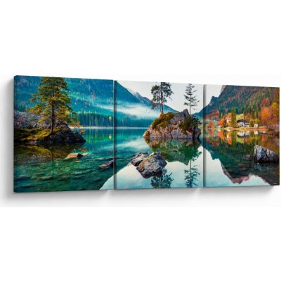 Obraz - Jezero Hintersee, Bavorské Alpy, Rakousko, třídílný 90x30 cm – Hledejceny.cz