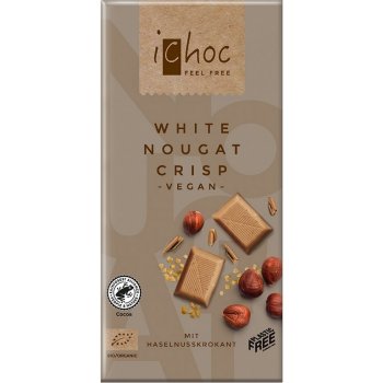 iChoc Rýžová čokoláda bílý nugát s oříšky 80 g