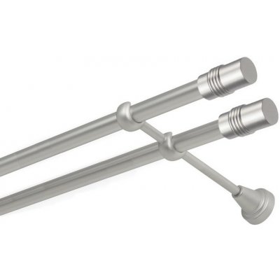 OK-GarnýžeCZ Garnýž kovová dvouřadá 16mm Cylinder double satina 130 cm do stěny / na tunýlek - bez kroužků – Sleviste.cz
