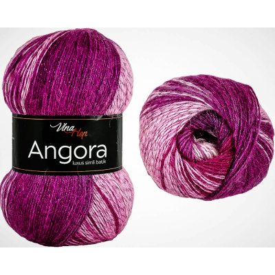 Pletací / háčkovací příze Vlna-Hep ANGORA LUXUS SIMLI BATIK 5720 růžovo-fuchsiová, melírovaná, lurex, 100g/550m – Zboží Mobilmania