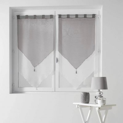 Douceur d'intérieur Krátká záclona s poutky DUO, voál, s třásněmi, 2 kusy 60 x 120 cm šedá – Hledejceny.cz