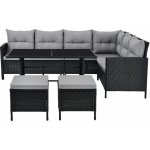 FurniGO Zahradní ratanový set Manacor černá, šedé podušky – Zboží Dáma