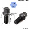 Kolový šroub M14x1,5x27 koule R14, klíč 17, S17D27R14-BLACK černý, výška 50