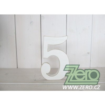 Číslo dřevěné '5' (18 cm) - bílá – Zboží Mobilmania