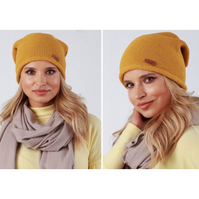 Fashionweek elegantní dámská teplá čepice Beanie ZIZI-J4 hořčičný