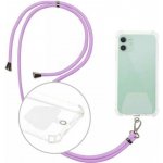 Šňůrka na mobil s držákem pro pouzdra, šířka 0,5cm, barva fialová – Zboží Živě