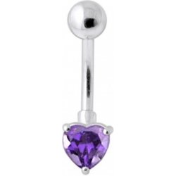 Šperky4U stříbrný piercing do pupíku srdíčko BP01022-A