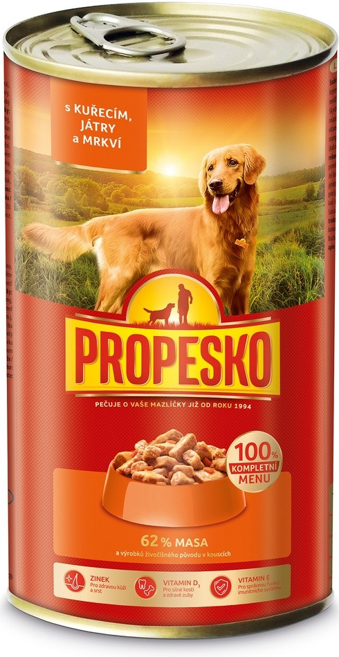 Propesko Adult kousky kuřecí játra mrkev v omáčce 1240 g