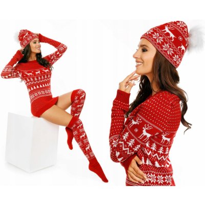 Fashionweek dámský vánoční svetr Nb7703 Červená – Zboží Mobilmania