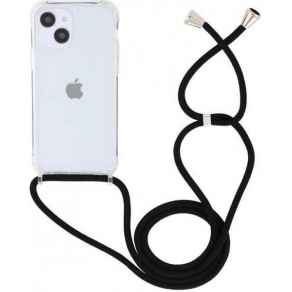 Pouzdro a kryt na mobilní telefon Pouzdro SES Průhledné silikonové ochranné se šňůrkou na krk Apple iPhone SE 2020 - černé