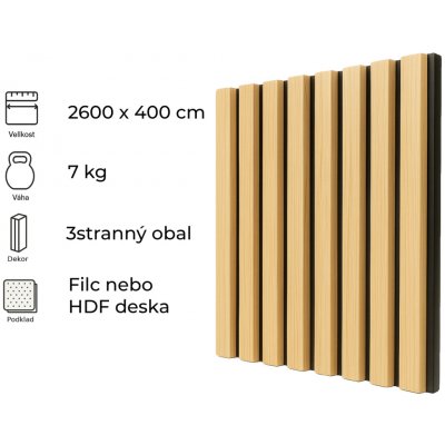 Windu Akustický panel dekor Dub Sonoma 2600 x 400 mm 1,04m² – Sleviste.cz