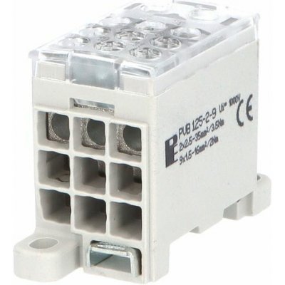 Eleman Blok pro rozd. fází PVB 125-2-9, 1pól., AL/CU, 125A, 1000V, šedý – Sleviste.cz