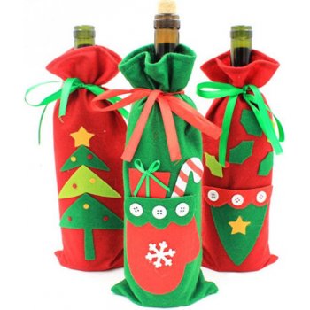 Vánoční dekorace na láhev / vánoční pytlíček na dárky - 3 varianty