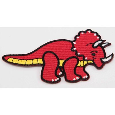 Nažehlovací záplata - Triceratops - červený - rozměr 9,5 cm x 4,5 cm – Zboží Dáma