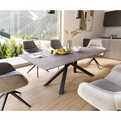 DELIFE Jídelní stůl Edge 200x100 cm akácie platina švýcarská hrana