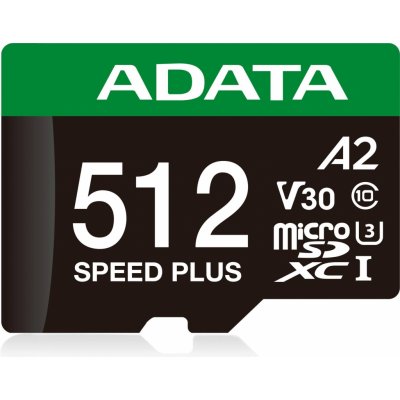 Adata MicroSDXC 512GB Speed Plus UD512GUI3V30A2SP-RA1 – Zbozi.Blesk.cz
