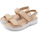 Vlnka Dámské kožené sandály Viktorie béžová – Zboží Mobilmania