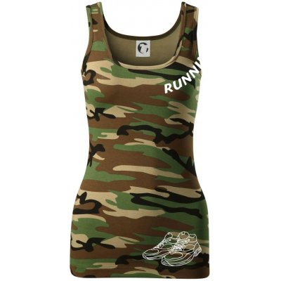 Running nápis šikmo dámské Maskáčové tílko Hnědý maskáč – Zboží Dáma