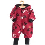 New Baby Kojenecký bavlněný overal s kapucí a oušky Paw tmavě růžový – Sleviste.cz