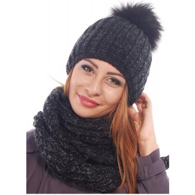 Fashionweek zimní set čepice a šála,pletený tunel Mixcolor ZIZI11 černá – Zboží Mobilmania