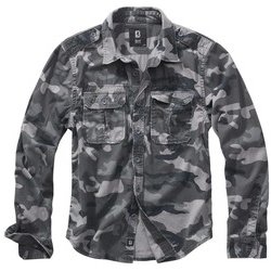 Vintage košile styl dlouhý rukáv grey camo