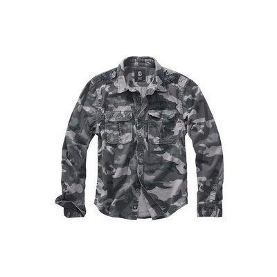 Vintage košile styl dlouhý rukáv grey camo – Zboží Mobilmania