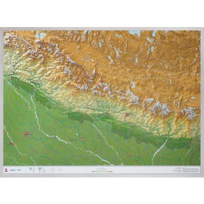 Georelief Nepál - plastická mapa 80 x 60 cm Varianta: bez rámu, Provedení: plastická mapa – Sleviste.cz