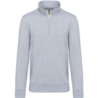 Kariban Mikina Zipped neck sweatshirt K487, unisex oxford šedá