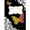 Poznámkový blok Ditipo Relax do kabelky Motýli a kytky kreativní zápisník 16 listů, formát A6 15 x 10,5 cm
