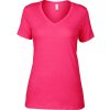 Dámská Trička Bavlněné tričko s V výstřihem Anvil Hot Pink