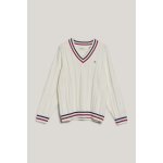 Gant Striped Cable Knit V-neck Eggshell – Zboží Dáma