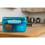 Sistema Lunch Tříkomorová krabička s nádobou na jogurt s dvojitým víčkem 2 l modrá – Zboží Dáma