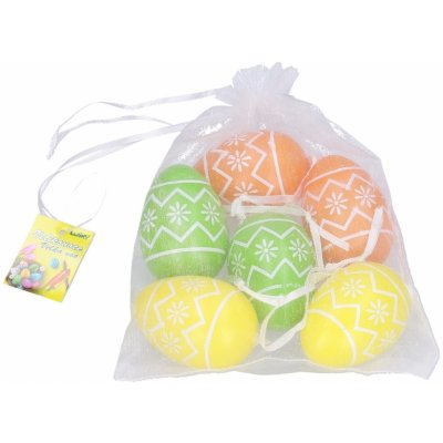 Vajíčko dekorační plastové různé barvy 4x6 cm, 6 ks – Zboží Dáma