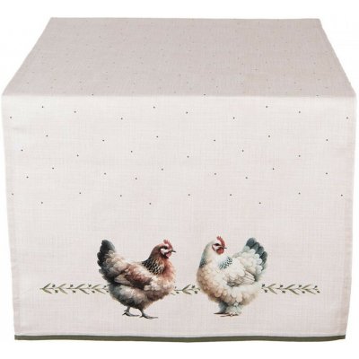 Clayre & Eef Béžový bavlněný běhoun se slepičkami Barnyard Chicken 50x140 cm – Hledejceny.cz