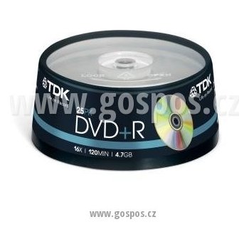 TDK DVD+R 4,7GB 16x, cakebox, 25ks (T19443)