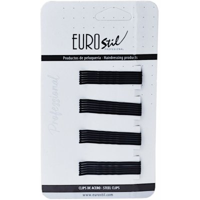 Vlnitá sponka Eurostil Professional - 5 cm, černá - 24 ks (01609/50) – Zboží Dáma