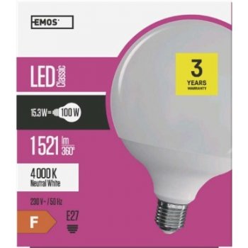 Emos LED žárovka Classic Globe 18W E27 Neutrální bílá