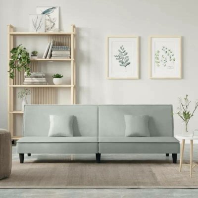 vidaXL Rozkládací pohovka světle šedá samet 11461.351907 – Sleviste.cz
