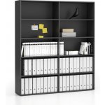 Plan Dvojitý vysoký kancelářský regál SEGMENT, 8 polic, 1660 x 350 x 1880 mm, grafitová – Hledejceny.cz