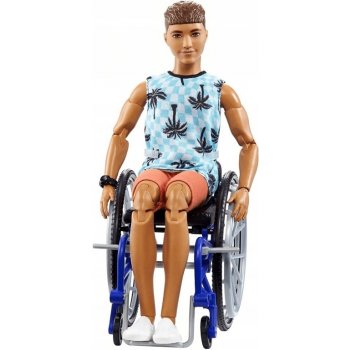 Barbie Model Ken na invalidním vozíku v modrém kostkovaném tílku 195