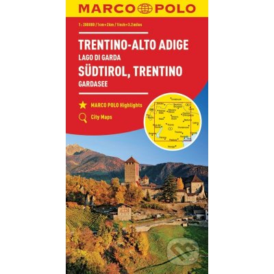 MARCO POLO Karte SüdtirolTrentino Gardasee 1:200 000. Trentin Haut-Adige Lac de Garda / Trentino Alto Adige Lago di Garda