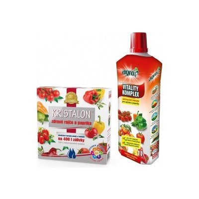 AGRO Kristalon Zdravé rajče a paprika 0,5 kg + AGRO VItality Komplex rajče a paprika 1 L – Zboží Mobilmania