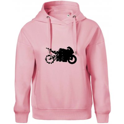 Moto love Oversized mikina dámská Moon kratší + širší Růžová – Zboží Mobilmania